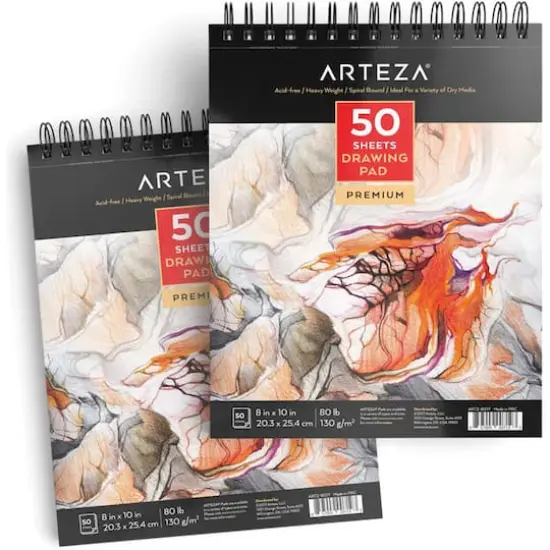 Arteza&reg; 8" x 10" Spiral Drawing Pads, 2ct. {1}