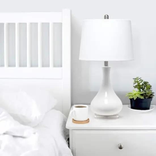 Lalia Home 26" Droplet Table Lamp with Fabric Shade White {6}