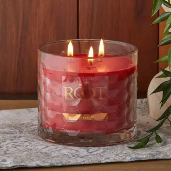 Root Candles Signature 3-Wick Honeycomb Beeswax Blend Jar Candle Fireside {3}