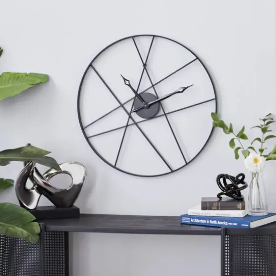 CosmoLiving by Cosmopolitan 24" Black Metal Contemporary Wall Clock {13}
