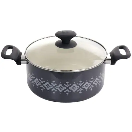 Spice by Tia Mowry Savory Saffron Gray 7 Piece Ceramic Nonstick Aluminum Cookware Set with Nylon Utensils {5}