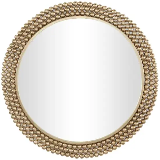CosmoLiving by Cosmopolitan Brass Metal Ball Wall Mirror with Beaded Detailing 32" x 1" x 32" {1}