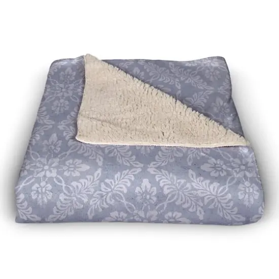 Blue Medallions Pattern Sherpa Fleece Blanket {3}