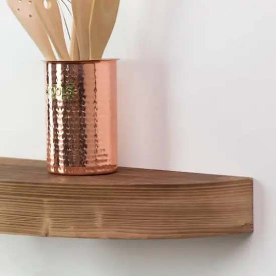 Large Brown Round Wood Floating Wall Shelf {4}