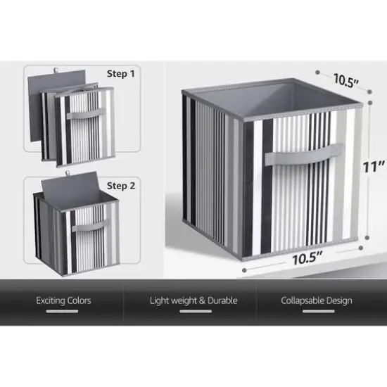 Sorbus 11" Black & Gray Foldable Storage Cubes, 6ct. {6}