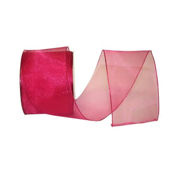 JAM Paper 2.5" x 25yd. Sheer Wired Ribbon Fuchsia {2}