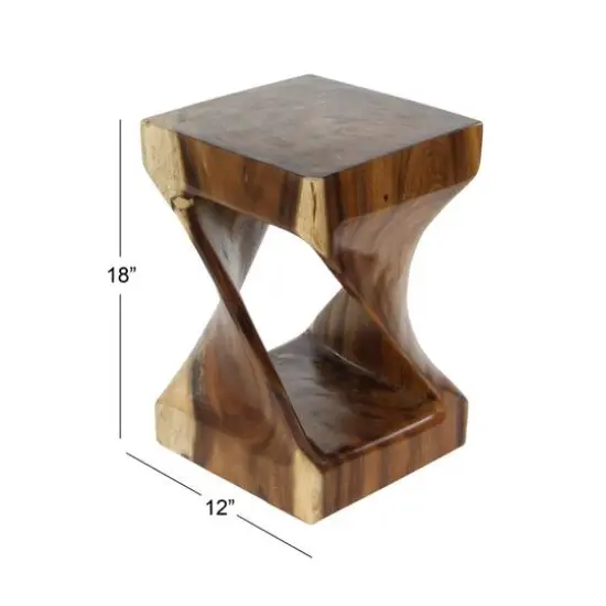18'' Brown Saur Wood Contemporary Accent Table {6}