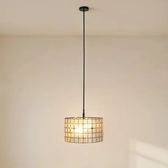 Hello Honey&reg; Emma Capiz Black Finish Pendant Lamp {11}