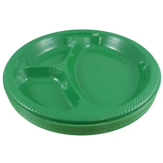 JAM Paper 10.25" Divided Plastic Party Plates, 20ct. Green {3}