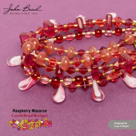 John Bead Czech Glass Recipe Box Beading Kit Raspberry Macaron {3}