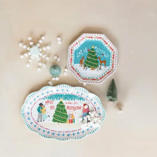 Hello Honey&reg; 8" Let It Snow Ceramic Octagon Plate {3}