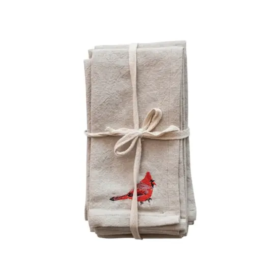 Hello Honey® 18" Cotton & Linen Embroidered Bird Napkin Set {4}
