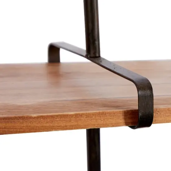 37" Brown Wood Industrial Wall Shelf {5}