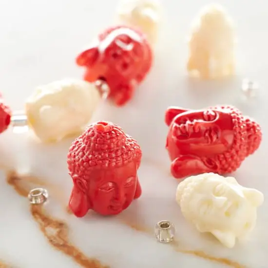 Red & White Reconstituted Stone Siddhartha Beads, 15mm by Bead Landing&trade; {3}