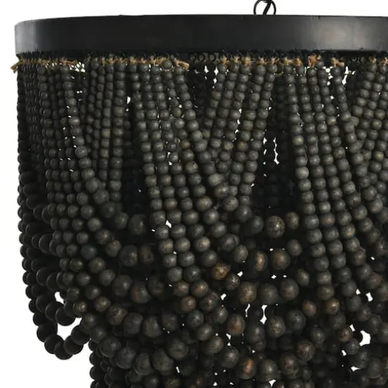 Hello Honey&reg; 27.5" 2-Tier Draped Wood Bead Chandelier Black {12}