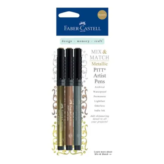 Faber-Castell&reg; PITT&reg; 3 Color Metallic Artist Pen Set {1}