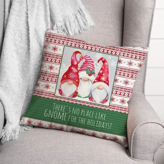 No Place Like Gnome 18x18 Throw Pillow {3}
