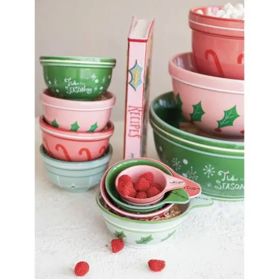 Hello Honey&reg; Holiday Pattern Stoneware Measuring Cup Set {3}