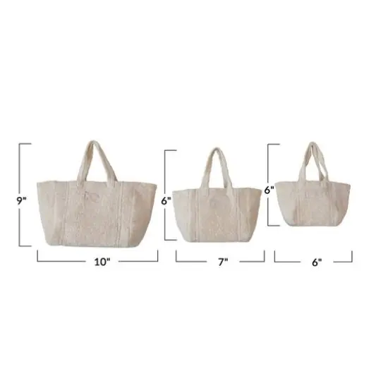 Hello Honey&reg; Natural Cotton Terry Tote Bag Set with Handles {4}