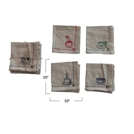 Hello Honey&reg; Coffee & Tea Cotton & Linen Cocktail Napkins, 4ct. {4}