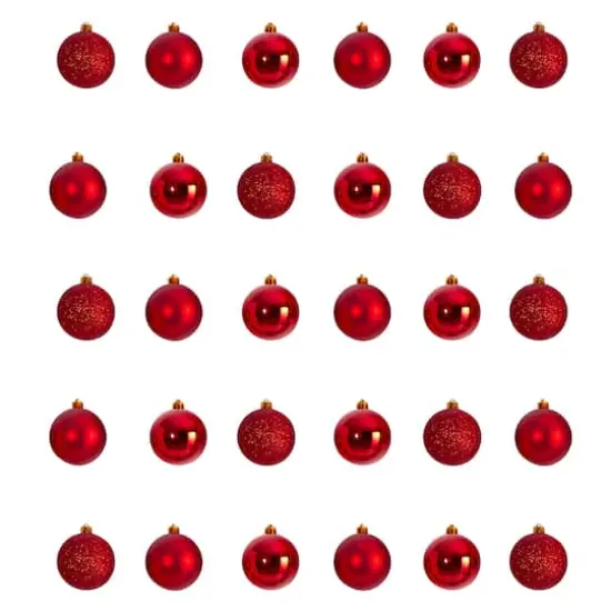 30ct. 2.5" Red Shatterproof Christmas Ornaments {1}