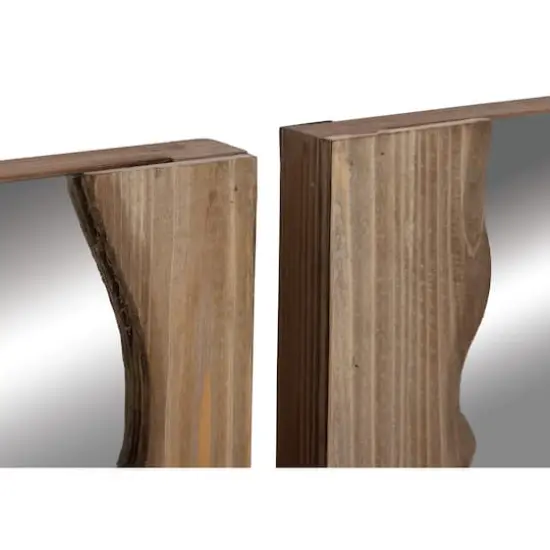 32" Brown Wood Contemporary Wall Mirror Set {5}