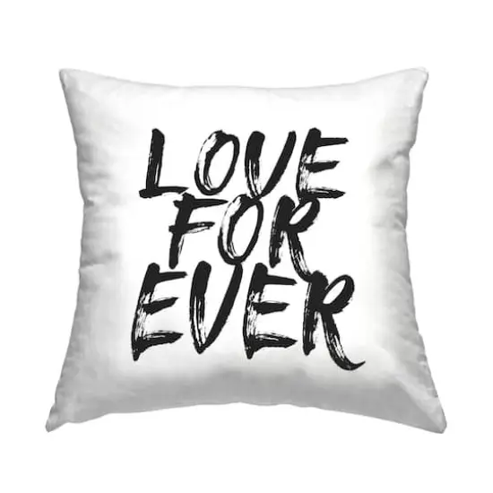 Stupell Industries Love For Ever Bold Black Calligraphy Throw Pillow, 18" x 18" {1}