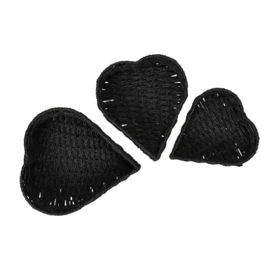 Household Essentials Nesting Paper Rope Heart Basket Set Black {1}