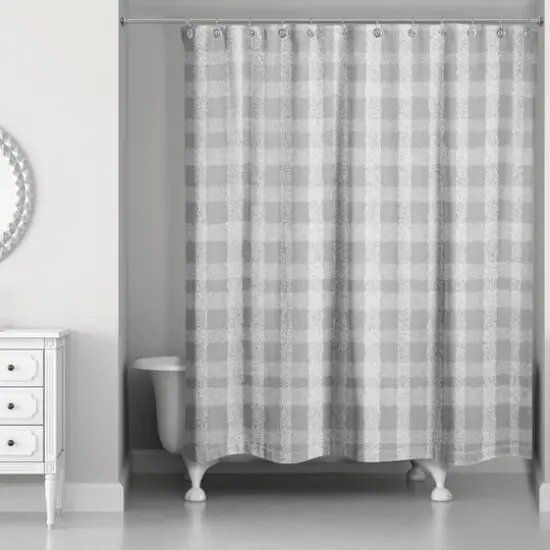 Chalky Plaid Shower Curtain Gray {3}