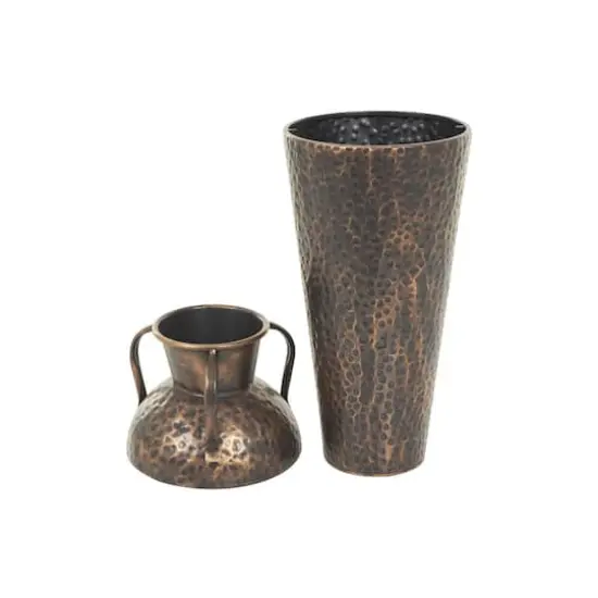 Copper Metal Tall Floor Weathered Amphora Vase Set, 3ct. {5}