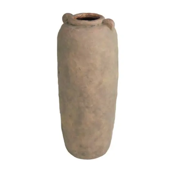 21" Brown Ceramic Distressed Terra Cotta Vase {4}