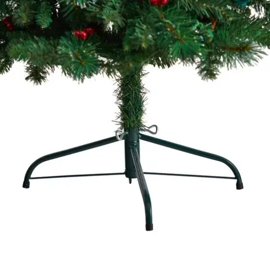 5ft. Pre-Lit Flat Back Montreal Mountain Pine Artificial Christmas Tree, White LED Lights {7}