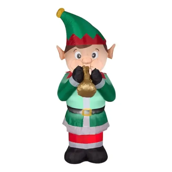 6ft. Inflatable Trumpet Playing Elf {1}