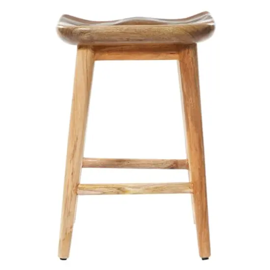Brown Wood Contemporary Stool, 24" x 17" x 14" {7}
