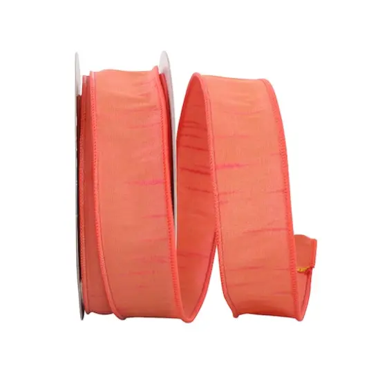 Reliant 1.5" x 20yd. Dupioni Wired Ribbon Coral {1}