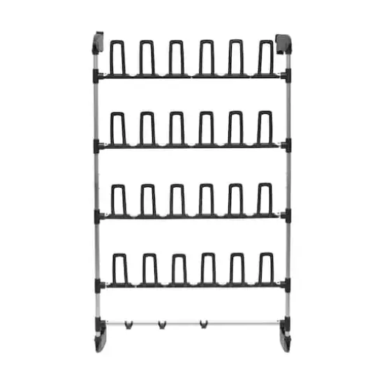 Organize It All 12 Pair Over the Door Shoe Rack With Accessory Hooks {6}