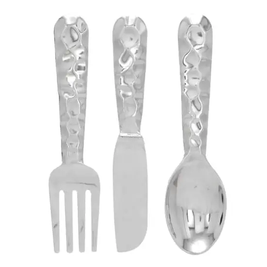 Silver Aluminum Utensils Wall Decor Set {1}