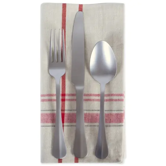 DII&reg; French Stripe Cloth Dinner Napkins, 6ct. Taupe/Red {4}
