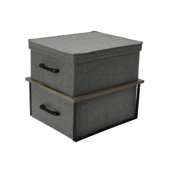 Household Essentials Stacking Storage Boxes Set Ashwood {1}