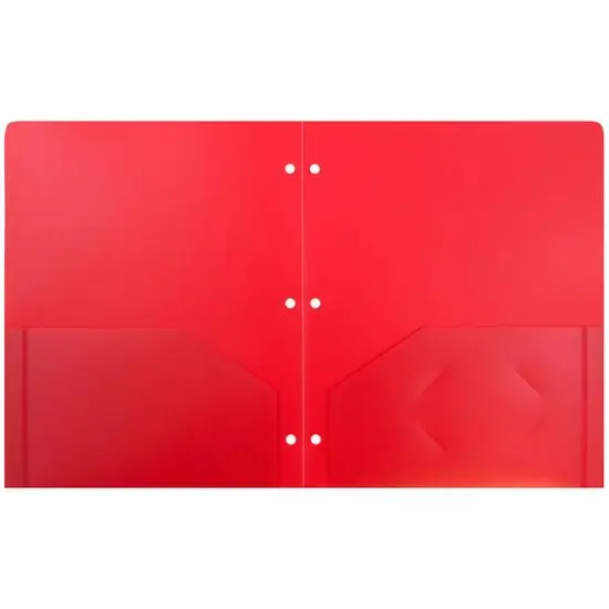 JAM Paper 3-Hole Heavy Duty Plastic Pocket Folder, 6ct. Red {4}