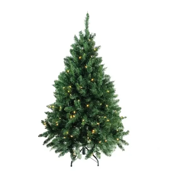 4.5 Ft.Pre-Lit Buffalo Fir Medium Artificial Christmas Tree, Warm White LED Lights {3}