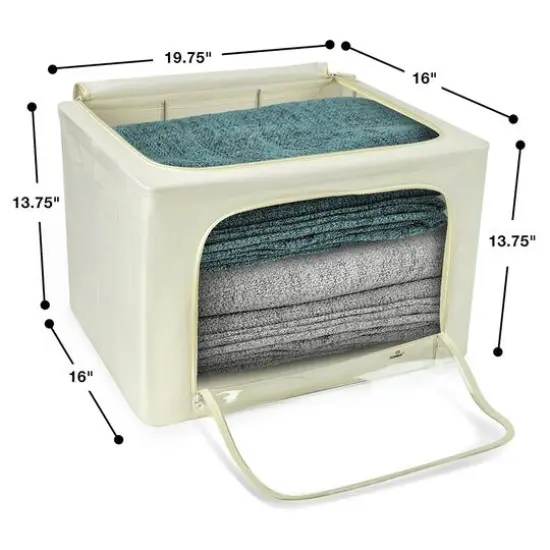 Sorbus Foldable & Stackable Storage Bags with Windows Set Beige {6}