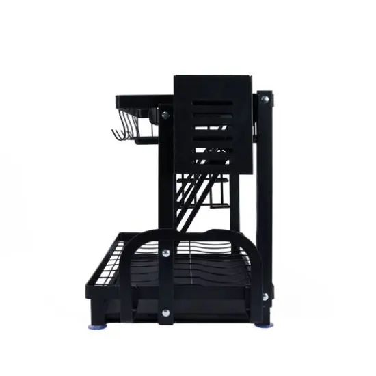 Household Essentials 12" Black Metal 2-Tier Countertop Caddy with Cutouts {8}