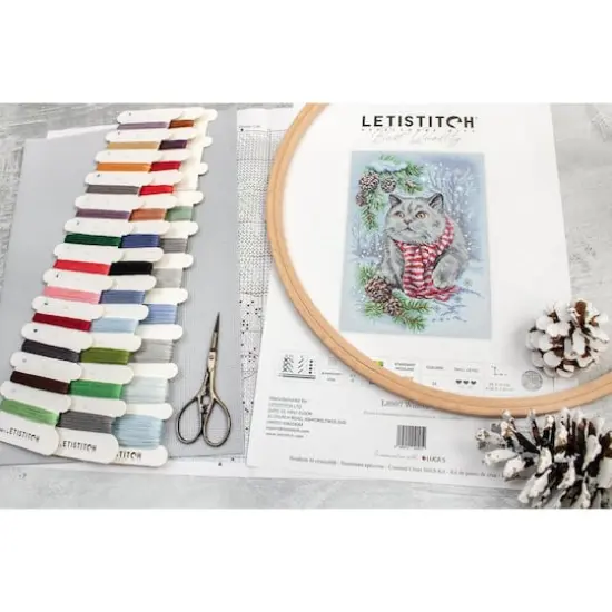 LetiStitch Winter Cat Counted Cross Stitch Kit {6}