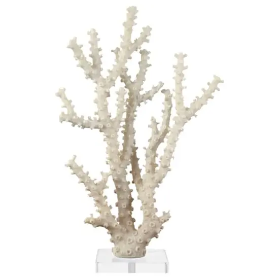 14" Cream Polystone Coral Sculpture with Clear Acrylic Base {1}