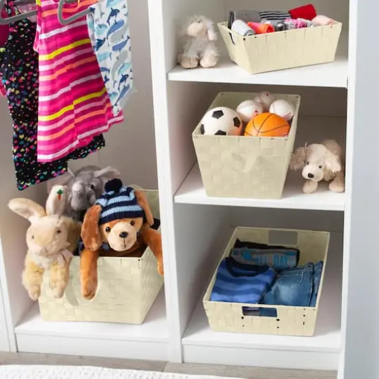 Simplify Ivory Large Storage Shelf Tote Set {5}