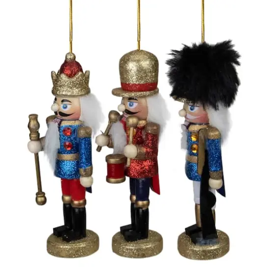 3ct. 5.25" Glittery Nutcracker King Soldier and Drummer Ornaments {4}