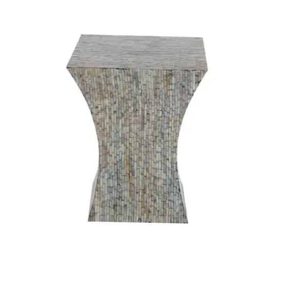 19'' Mussel Shells and Wood Contemporary Accent Table {4}