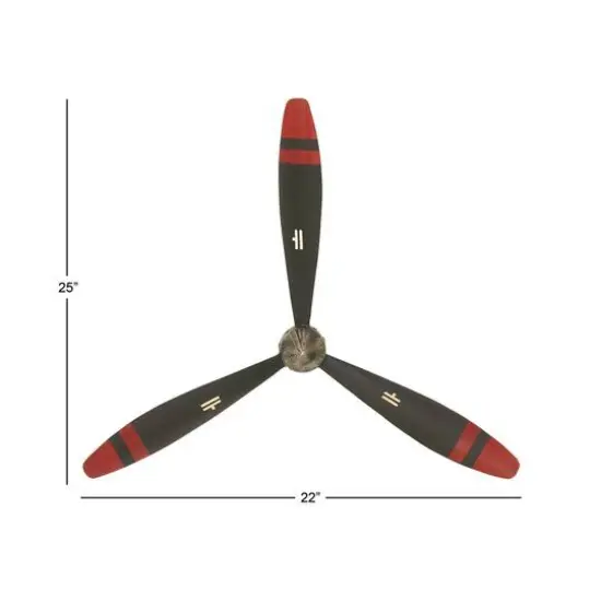 25" Black & Red Metal Industrial Propellor Wall D&eacute;cor {6}