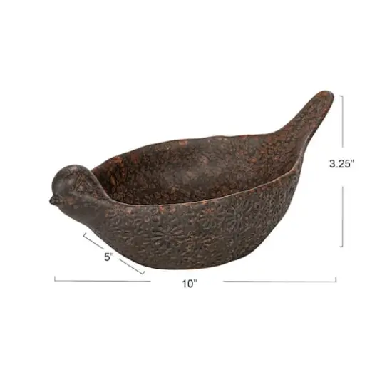 Hello Honey® 10" Brown Debossed Stoneware Bird Bowl with Reactive Glaze, 2ct. {5}